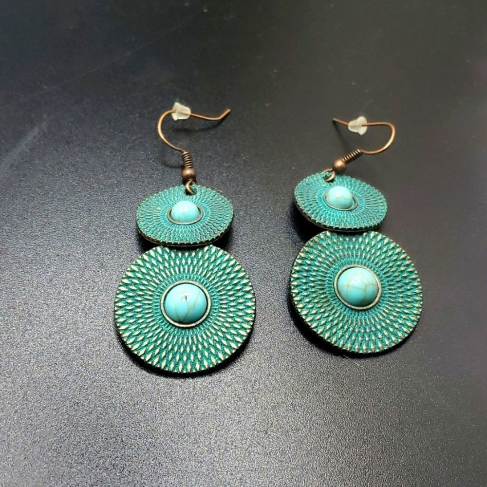 Boho bronze tribal turquoise earrings